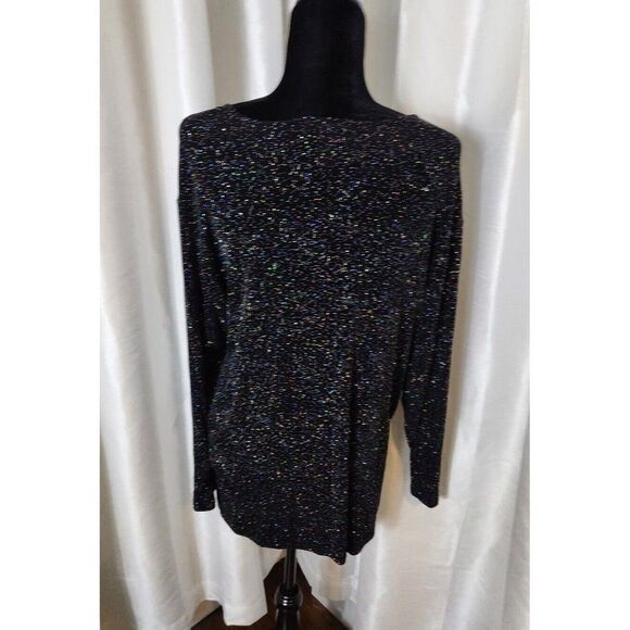 Vintage Impressions of California Black Rainbow Glitter Top Size M Holiday Glam - Picture 10 of 15